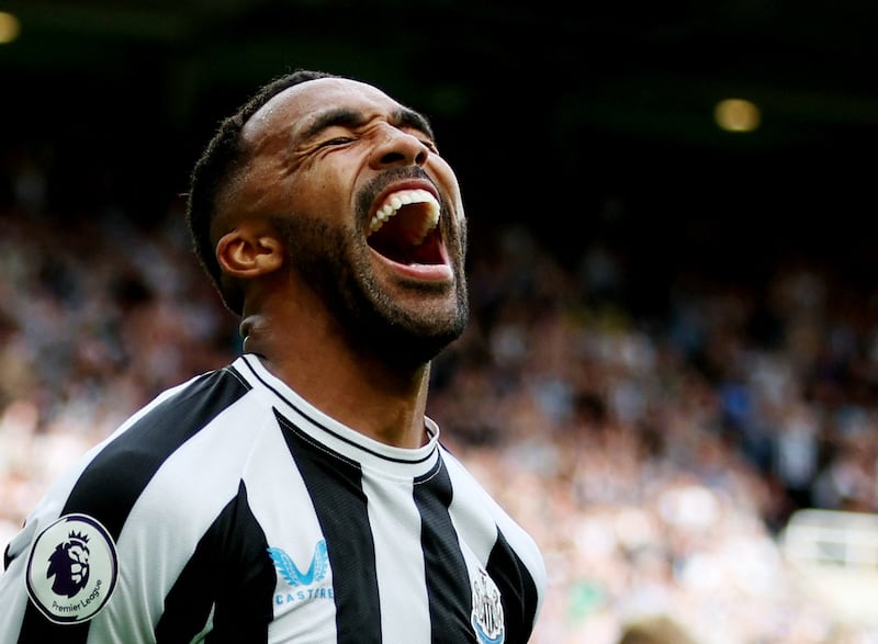Newcastle United's Callum Wilson celebrates scoring the second goal in the 2-0 win against Nottingham Forest on August 6, 2022. Reuters