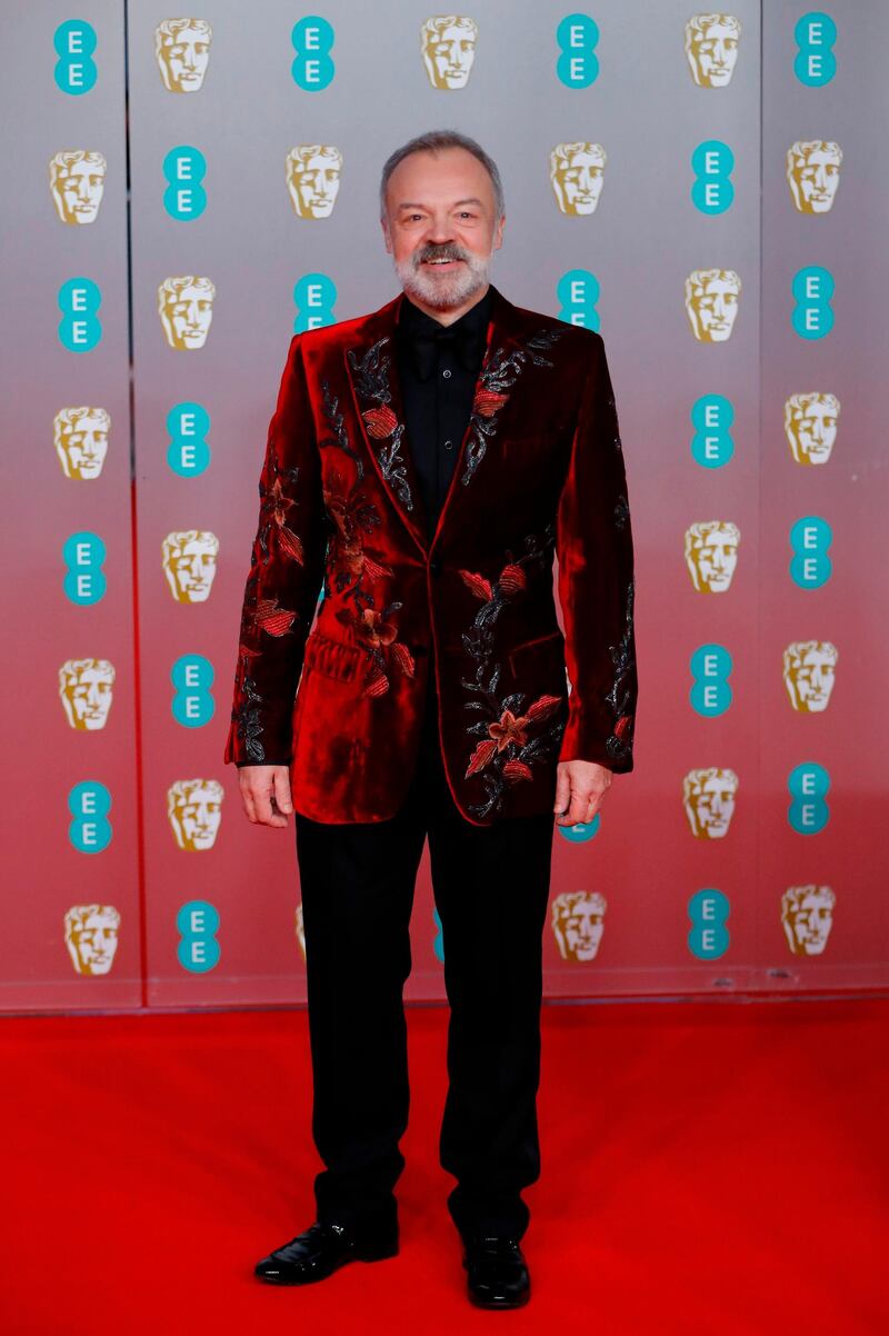 Graham Norton arrives at the 2020 EE British Academy Film Awards at London's Royal Albert Hall on Sunday, February 2. AFP