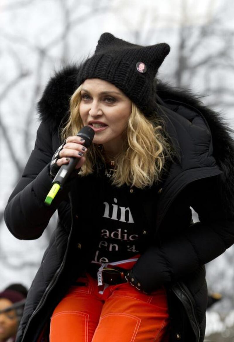 Madonna performs on stage during the women’s march rally in Washington. Jose Luis Magana / AP photo