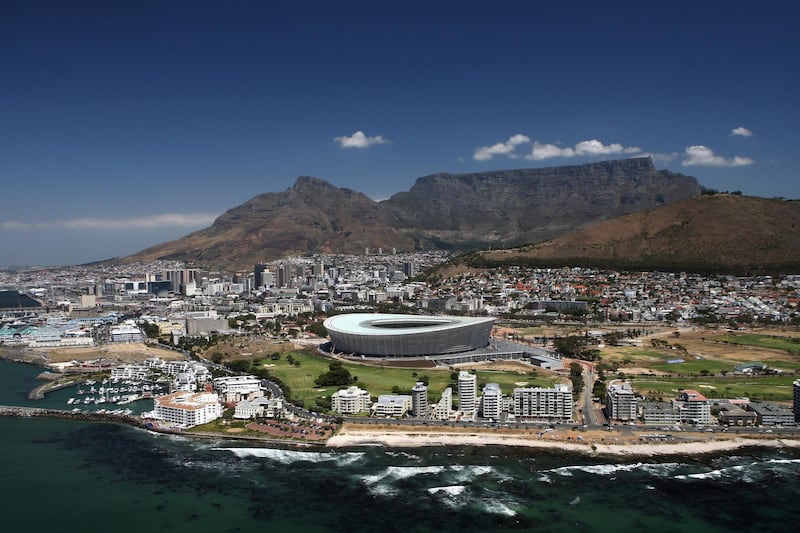 CAPE TOWN, WESTERN PROVINCE - JANUARY 26:  An aerial view of the Green Point Stadium which will host matches in the FIFA 2010 World Cup, on the January 26, 2010 in Cape Town, South Africa.  (Photo by David Rogers/Getty Images)