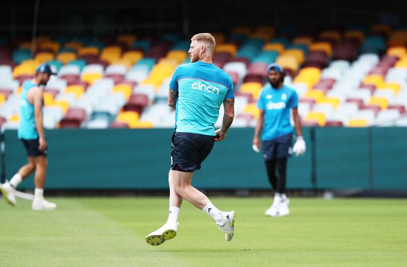 Ben Stokes during a nets session at The Gabba. PA