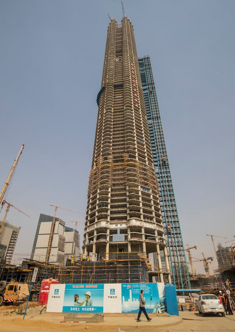 The Iconic Tower, expected to reach 1km, being built at Egypt's New Administrative Capital, about 45km east of Cairo. AFP