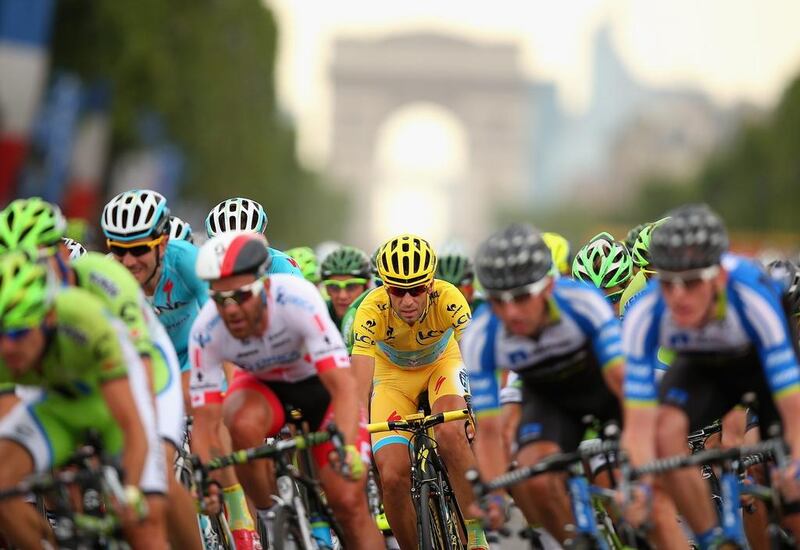 Eritrea’s Daniel Teklehaimanot and Merhawi Kudus will be among the riders who will try to stop Vincenzo Nibali, centre, from repeating as Tour de France champion next month. Bryn Lennon/Getty Images