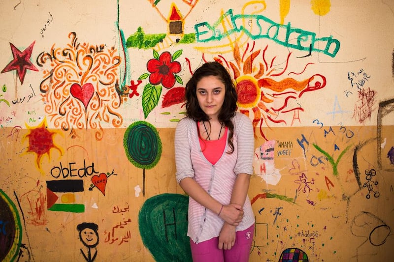 Syria’s civil war forced Hilda, a Palestinian from Yarmouk refugee camp in Damasucs, to move to a refugee camp in Beirut. Since she moved, Hilda is no longer able to attend school. Andrew McConnell for The National