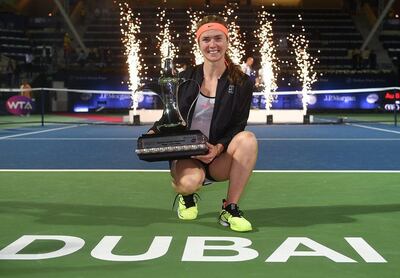 Elina Svitolina beat Caroline Wozniacki in the Dubai Duty Free Tennis Championship final in 2017. Tom Dulat / Getty Images
