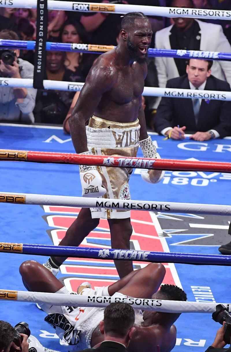 Deontay Wilder knocks out Luis Ortiz in the seventh round. AFP