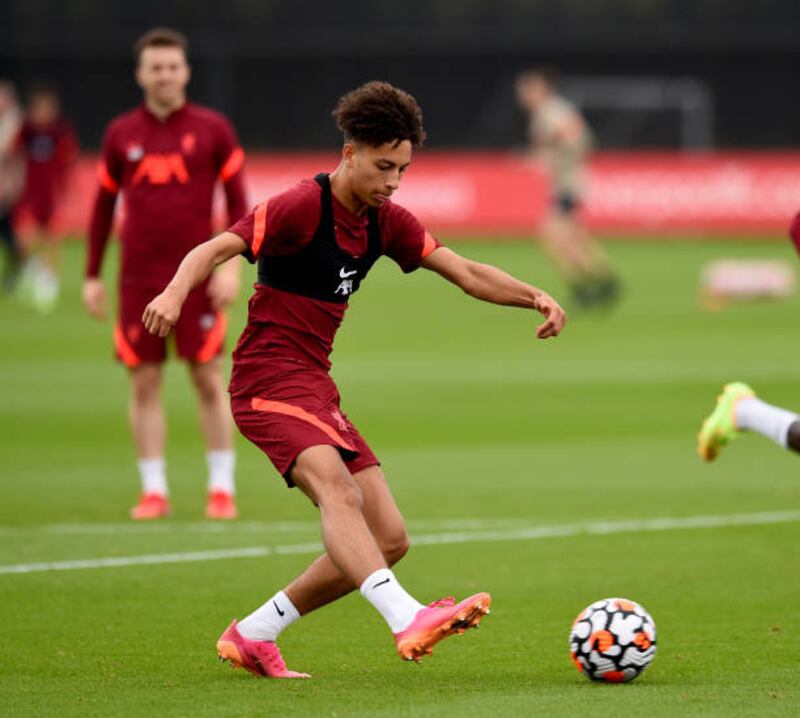 Kaide Gordon of Liverpool during a training session.