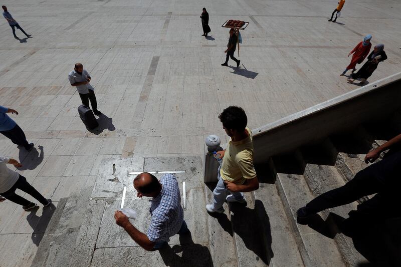 People leave the Fatih mosque following prayers in Istanbul. Syrians say Turkey has been detaining and forcing some Syrian refugees to return back to their country the past month. The expulsions reflect increasing anti-refugee sentiment in Turkey, which opened its doors to millions of Syrians fleeing their country's civil war.  AP Photo