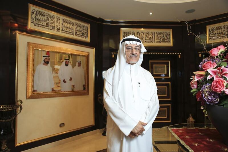 The scholar, Dr Aref Al Sheikh, who wrote the words to the National Anthem, at his home in Al Khawaneej in Dubai. Sarah Dea / The National