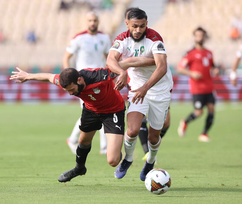 Omar Kamal - 6, Booked for an overzealous tackle on Boufal and his protestations. Did much better after the break and showed real grit. AFP