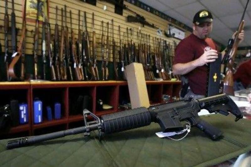 A Palmetto M4 assault rifle for sale in Parker, Colorado. The killing of 12 people at a cinema in the Denver suburb of Aurora may spark a fresh round of soul-searching on America's relationship with guns but few predict any real change in the law.