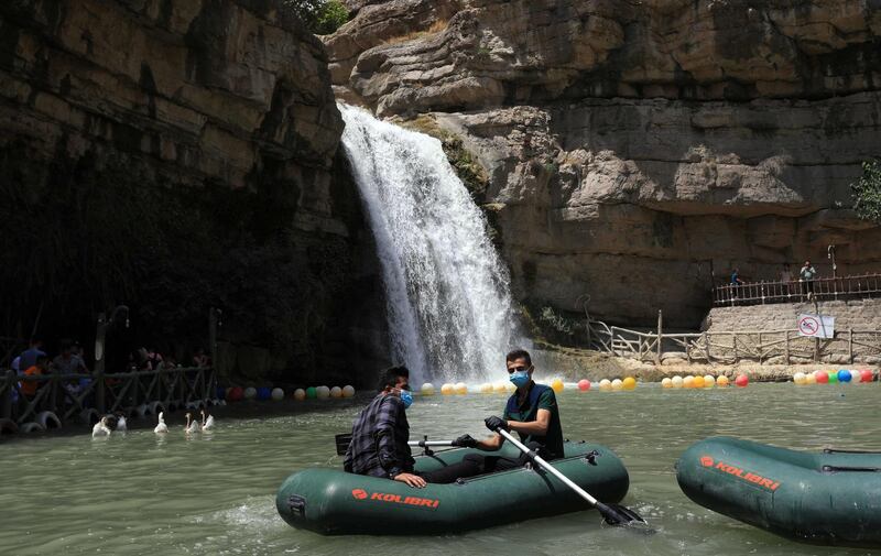 Iraqis visit the Geli Ali Beg Waterfall resort near the city of Rawanduz, about 100km north of Erbil, the capital of the northern Iraqi Kurdish autonomous region. AFP
