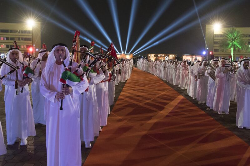 Musicians play during the opening of the official Idex 2017 Gala Dinner at the Armed Forces Officers Club. Hamad Al Kaabi / Crown Prince Court - Abu Dhabi