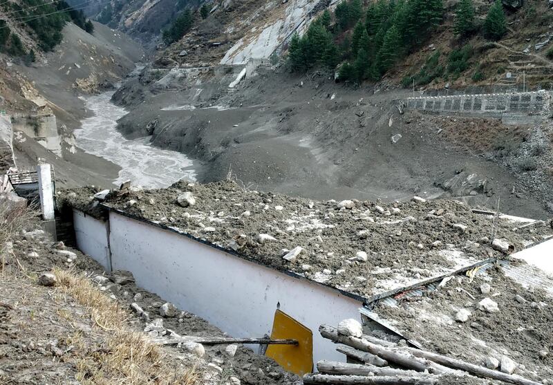 Damage caused by a flash flood at Raini Chak Lata village in the Chamoli district of Uttarakhand, India. Reuters