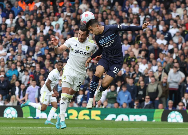 Joao Cancelo – 6. Let off after his early slip but recovered to have some impressive moments, such as clearing Ayling’s cross and hitting a pass to Gabriel Jesus. However, there were also sloppy moments such as playing a poor pass that was cut out by Raphinha. Was booked for a late tackle on Rodrigo. Reuters