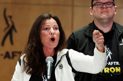 Sag-Aftra president Fran Drescher and Duncan Crabtree-Ireland, the union's national executive director and chief negotiator. Reuters