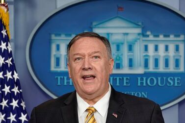 US Secretary of State Mike Pompeo speaks to reporters in the briefing room of the White House in Washington. Reuters