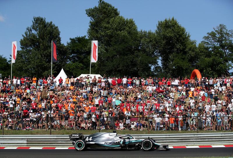 FILE PHOTO: Formula One F1 - Hungarian Grand Prix - Hungaroring, Budapest, Hungary - August 4, 2019   Mercedes' Lewis Hamilton in action during the race   REUTERS/Lisi Niesner/File Photo