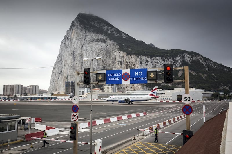 GIBRALTAR, GIBRALTAR - SEPTEMBER 11:  A British Airways flight from London arrives in Gibraltar on September 11, 2018 in Gibraltar, Gibraltar.  As the date for the United Kingdom's departure from the European Union approaches, the effects of Brexit on the self-governing 6.8 square-kilometre enclave, whose 34,000 residents voted 96 percent to remain and is already outside the EU customs union, remains still unclear.  A British territory for 300 years, which has a land border with Spain, has a $2.9 billion services economy which heavily relies on frontier workers coming from Spain for about 50 percent of its labour force.  (Photo by Matt Cardy/Getty Images)