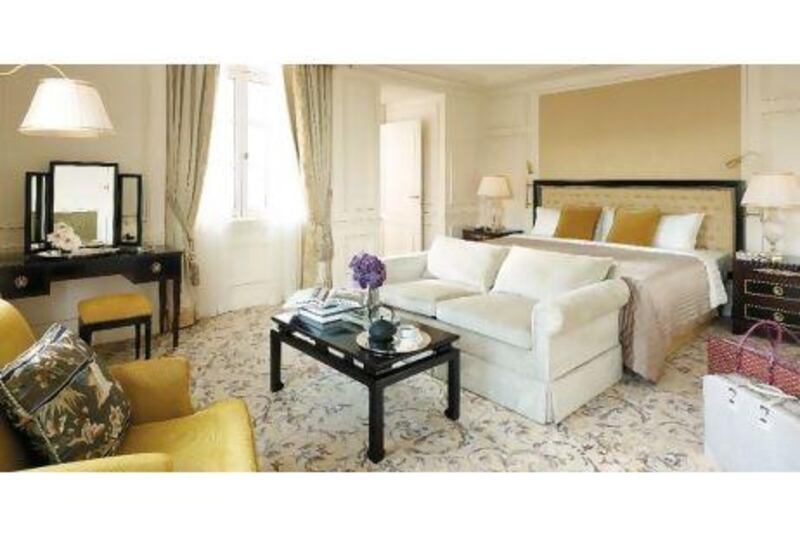 The deluxe suite at Shangri-La Hotel, Paris. The tastefully decorated rooms have beautiful views over the city. Courtesy of Shangri-La Hotels and Resorts
