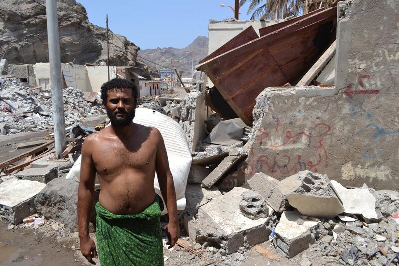 Odai Salem, 32, is a fisherman in Aden’s Seerah district, is now a homeless man after his house where destroyed in the middle of July by an air raid.