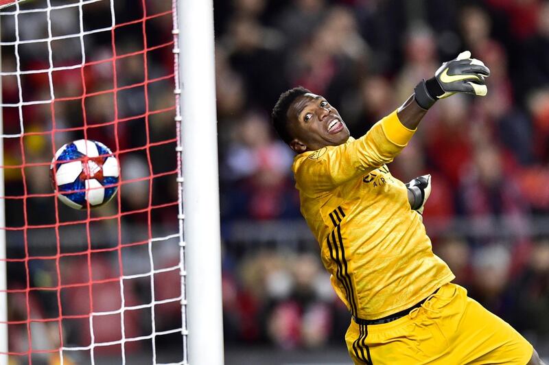 New York City FC goalkeeper Sean Johnson cannot get to a shot during an MLS soccer match in Toronto. AP Photo