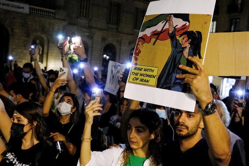 Iranian citizens and locals joined in the Barcelona protest. Reuters