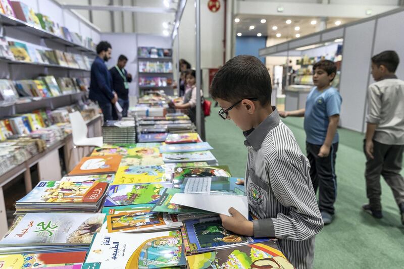 ABU DHABI, UNITED ARAB EMIRATES. 25 APRIL 2018. Abu Dhabi Book Fair at ADNEC. STANDALONE. (Photo: Antonie Robertson/The National) Journalist: Hala Khalaf. Section: Weekend.