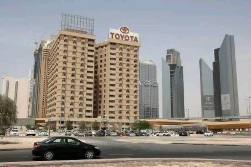 Outside view of the Toyota building near the Defence Roundabout on Sheikh Zayed Road.