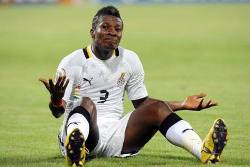 Al Ain star Asamoah Gyan in action for Ghana - the player is to reverse his exile from the national side.