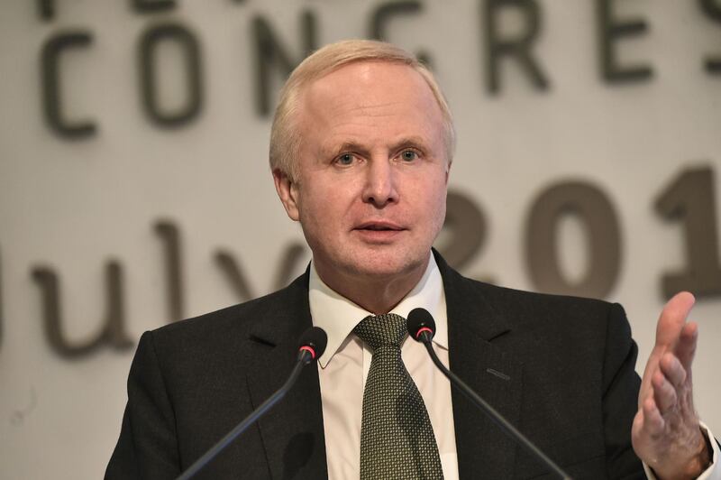 British Petroleum (BP) Chief Executive Bob Dudley addresses The 22nd World Petroleum Congress in Istanbul on July 12, 2017. 




Global energy companies are facing twin huge challenges of an abundance in supply coupled with pressure to reduce carbon emissions and there is no "quick fix" solution, the chief executive of BP said. / AFP PHOTO / OZAN KOSE