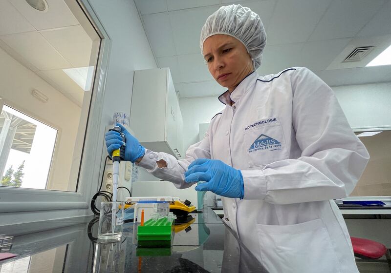 Pharmacist and biotechnology project officer Nadia Ben Said works in a laboratory at Médis. All photos: Reuters