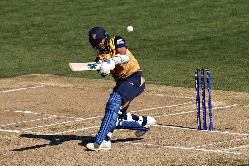 Sri Lanka's Kusal Mendis plays a shot during the Twenty20 World Cup match against Netherlands at Kardinia Park in Geelong on October 20, 2022. AFP