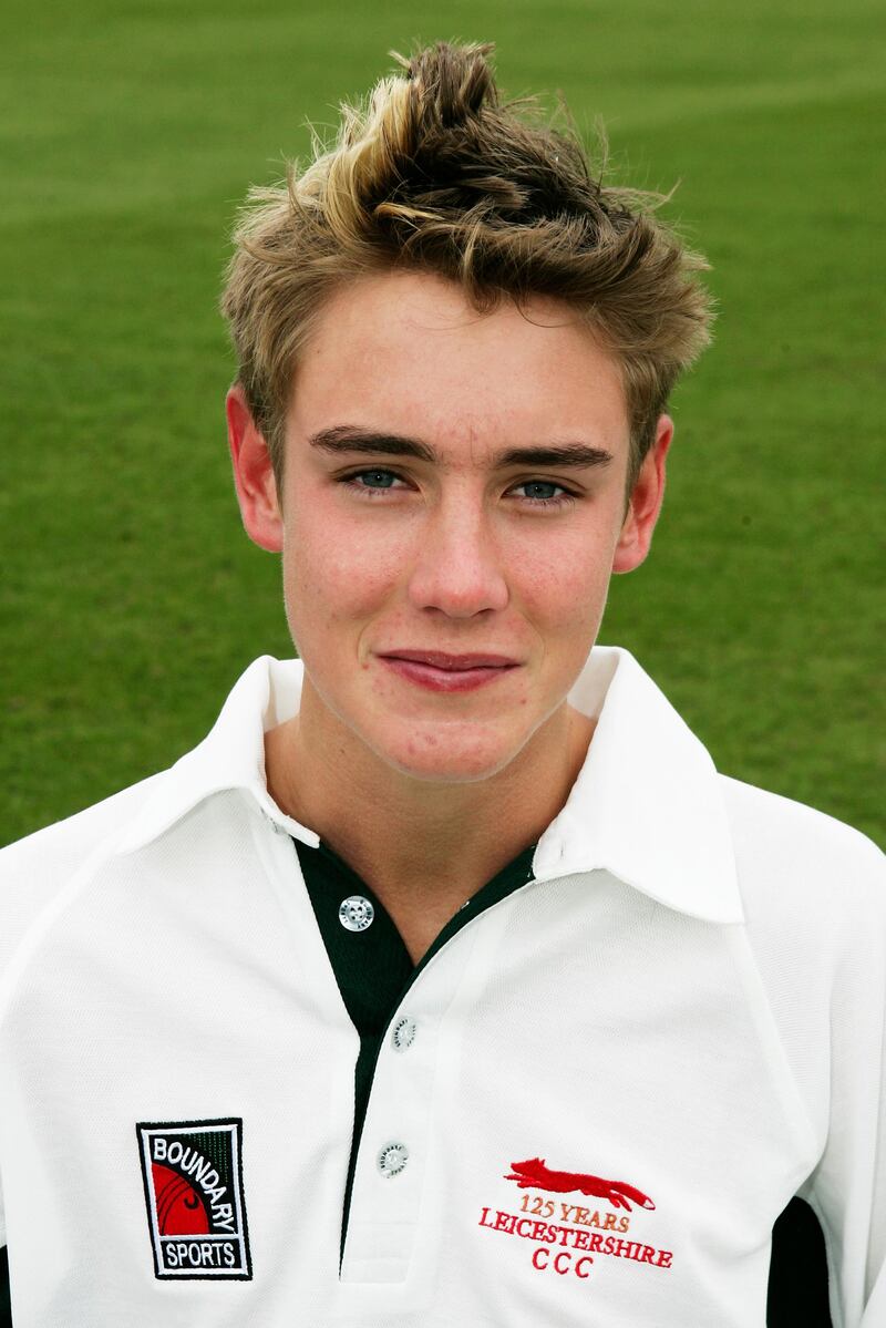 LEICESTER, ENGLAND - APRIL 8: Portrait of Stuart Broad of Leicestershire taken during the Leicestershire County Cricket Club photocall at the County Ground on April 8, 2005 in Leicester, England. (Photo by Ross Kinnaird/Getty Images)