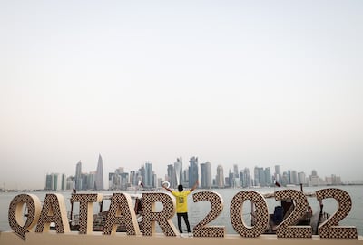 A Brazil fan at the Corniche Waterfront ahead of the Fifa World Cup. Getty