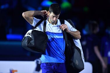 Novak Djokovic of Serbia at the end of the semi final match against Alexander Zverev of Germany of the Nitto ATP Finals tennis tournament in Turin, Italy, 20 November 2021.   EPA / ALESSANDRO DI MARCO