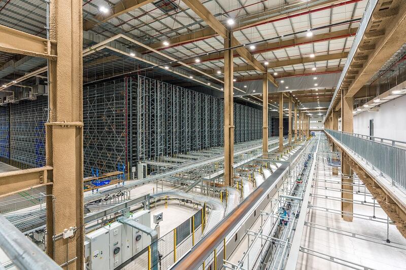 A linear sorting device in action at Landmark Group's new Dh1bn Mega Distribution Centre at Jebel Ali Free Zone in Dubai. Courtesy Landmark Group