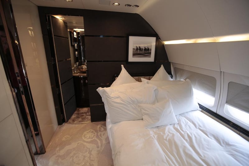 Inside the bedroom of a newly refurbished A6-AIN Boeing Business Jet. Sarah Dea/The National