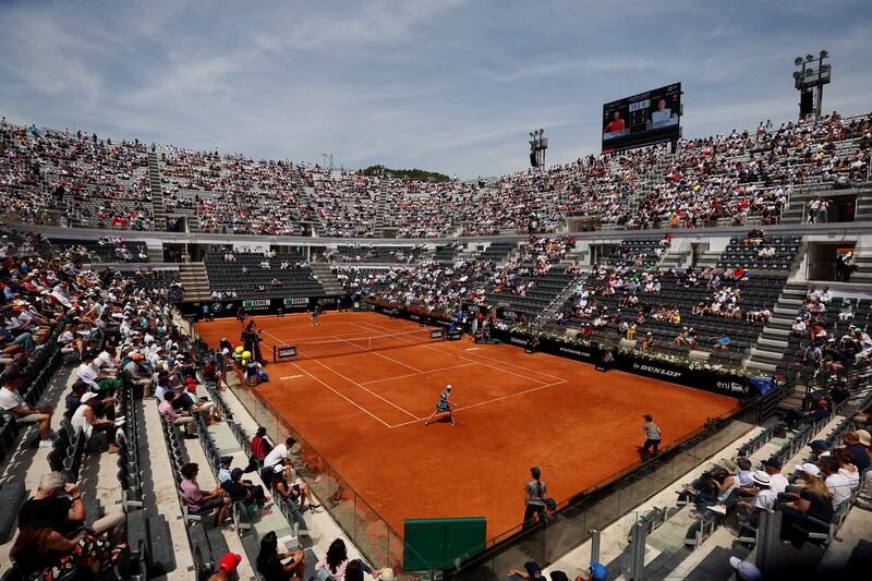 View of the action during the final at Foro Italico. Getty