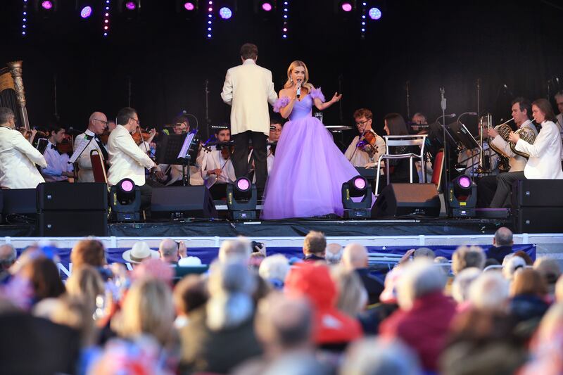 Katherine Jenkins performs at a concert in Sandringham to mark Queen Elizabeth II's platinum jubilee. Getty Images 
