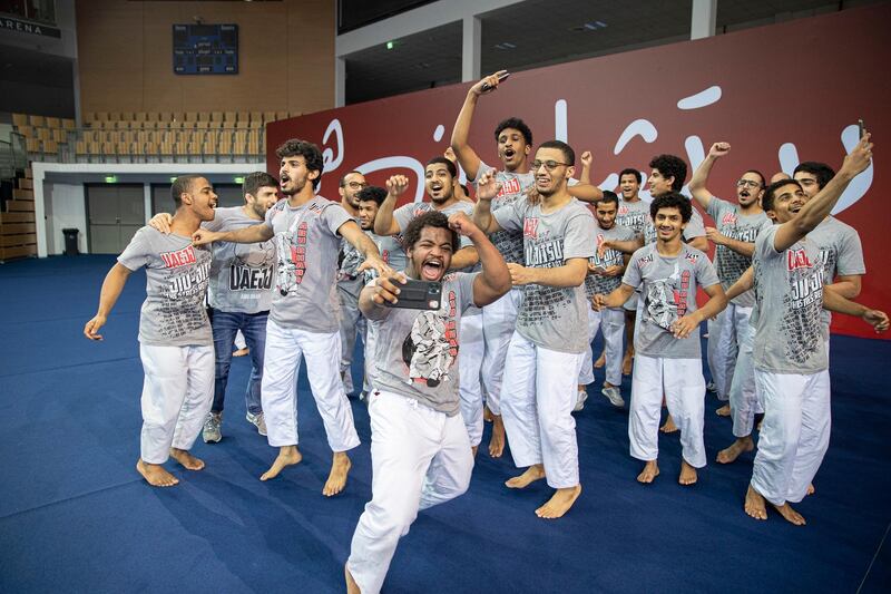 Fighters celebrate at the Jiu-Jitsu Champions Challenge. Courtesy of UAEJJF