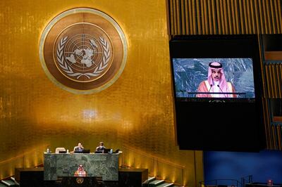 Saudi Foreign Minister Prince Faisal bin Farhan calls for a Middle East free of nuclear weapons. Reuters.