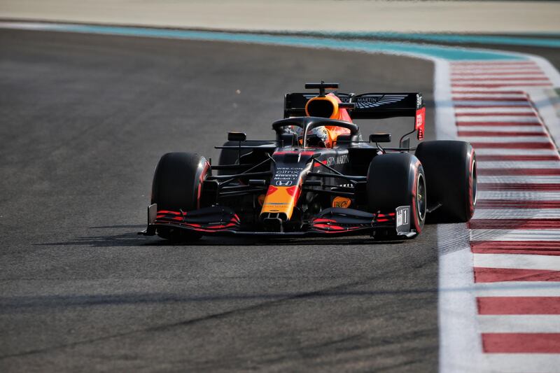 A handout photo made available by the FIA of Dutch driver Max Verstappen of Red Bull Racing in action during the third practice session of the Formula One Grand Prix of Abu Dhabi at Yas Marina Circuit in Abu Dhabi. The Formula One Grand Prix of Abu Dhabi will take place on 13 December 2020.  EPA