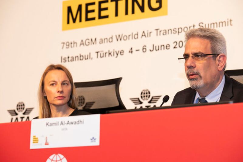 Kamil Al Awadhi, regional vice president of Africa and the Middle East at the International Air Transport Association, at a media briefing in Istanbul. Photo: Iata