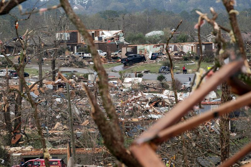 A tornado damaged hundreds of homes and buildings across a large part of central Arkansas. AFP
