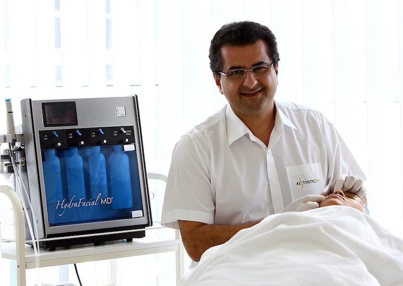Dr Afschin Ghofrani, medical director and owner of Aestheticon, at his clinic in Dubai. Satish Kumar / The National