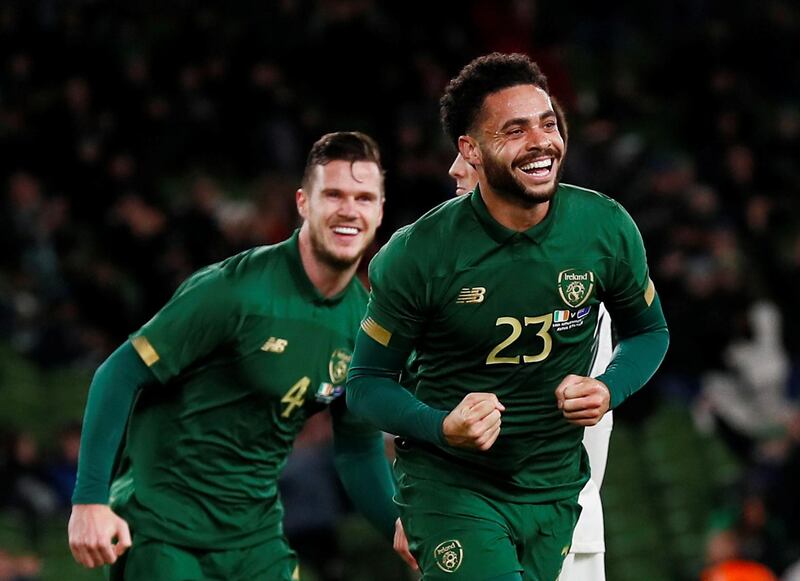 Soccer Football - International Friendly - Republic of Ireland v New Zealand - Aviva Stadium, Dublin, Ireland - November 14, 2019  Republic of Ireland's Derrick Williams celebrates scoring their first goal   Action Images via Reuters/Jason Cairnduff