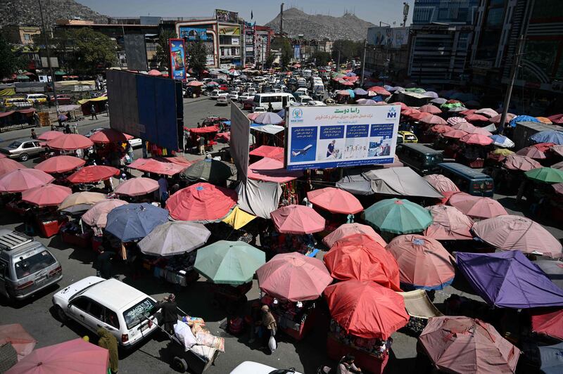 A market in Kot-e Sangi. AFP