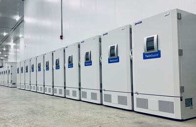 The 32 new freezers will bring storage capacity for vaccines requiring ultra-cold temperatures to 11.4 million vials. Courtesy: Hope Consortium