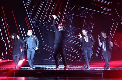 Backstreet Boys performing at the Etihad Arena in Abu Dhabi. Pawan Singh / The National